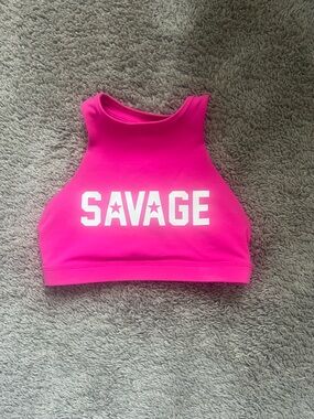 Savage Barbell Hot Pink and Cream Athletic Crop Top
